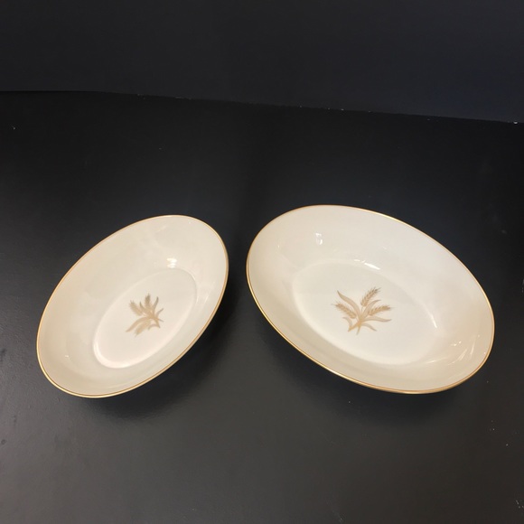 2 VTG Lenox Wheat R-442 Oval Vegetable Bowls